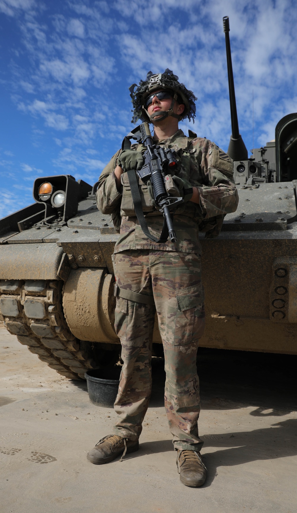 Modern combat vehicle in tactical operations