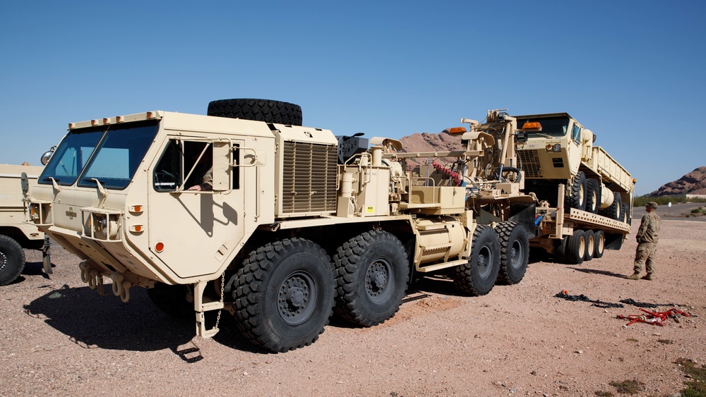 HEMTT trucks in convoy