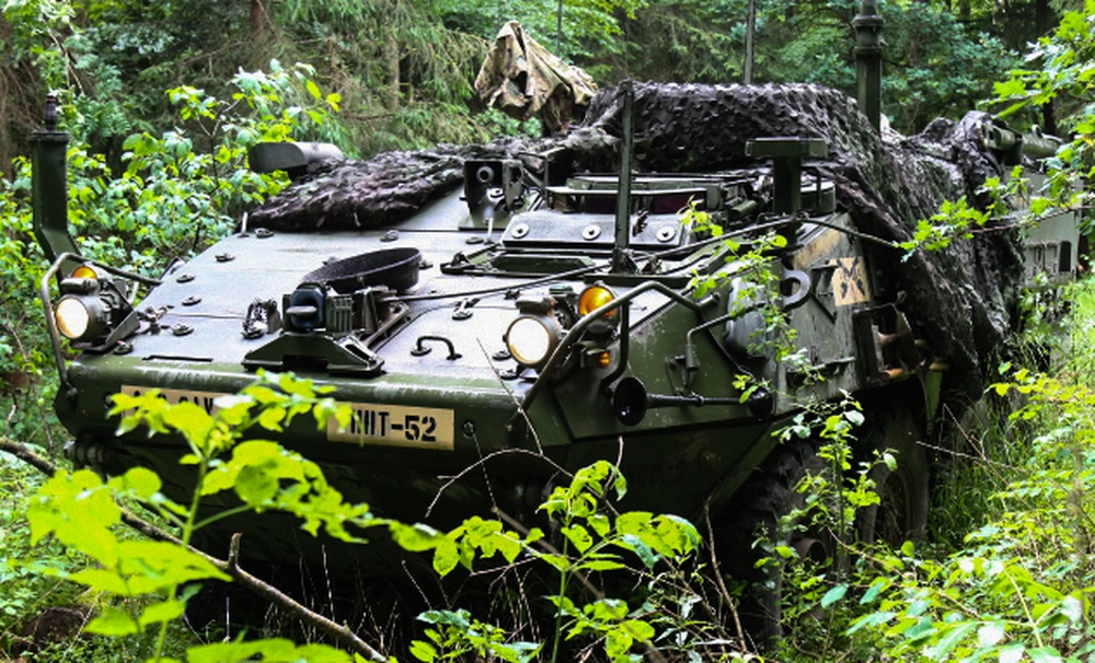Stryker vehicles during European exercises