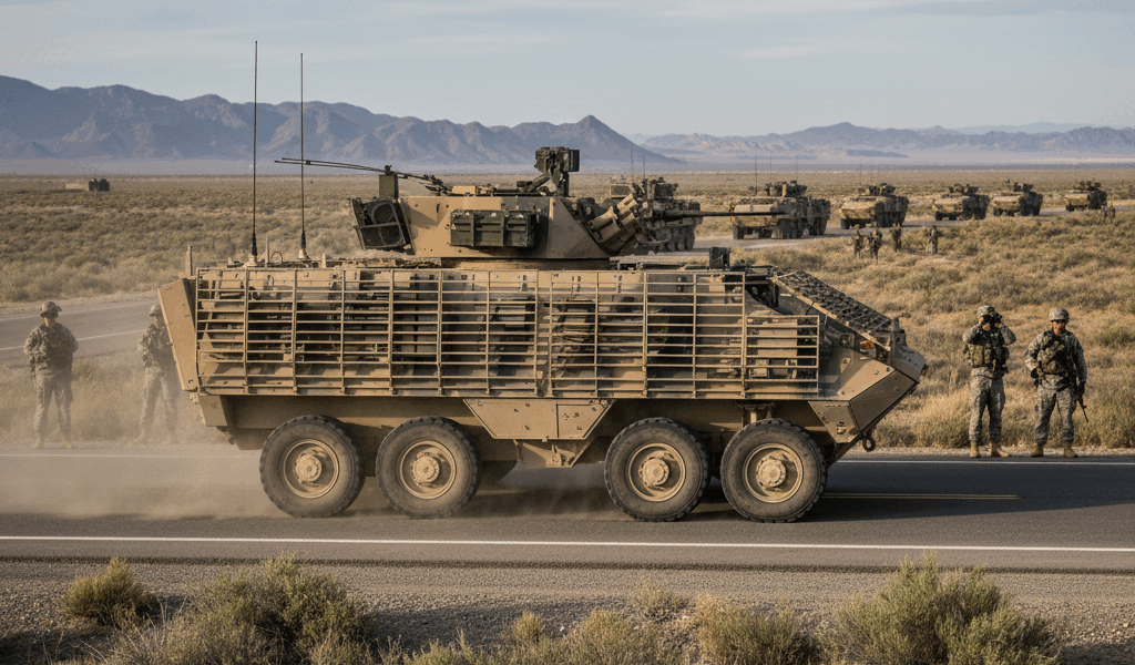 US Army Stryker armored vehicle during military operations