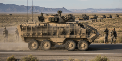 US Army Stryker armored vehicle during military operations