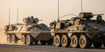 two eight wheeled military armored vehicles side by side on 20260326 071753