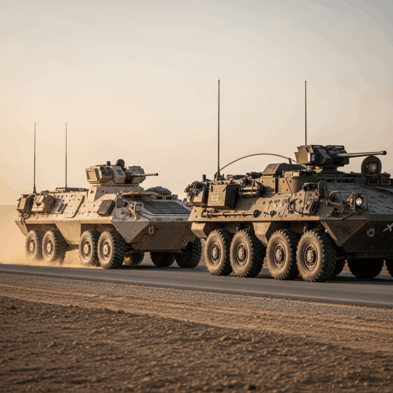 two eight wheeled military armored vehicles side by side on 20260326 071753