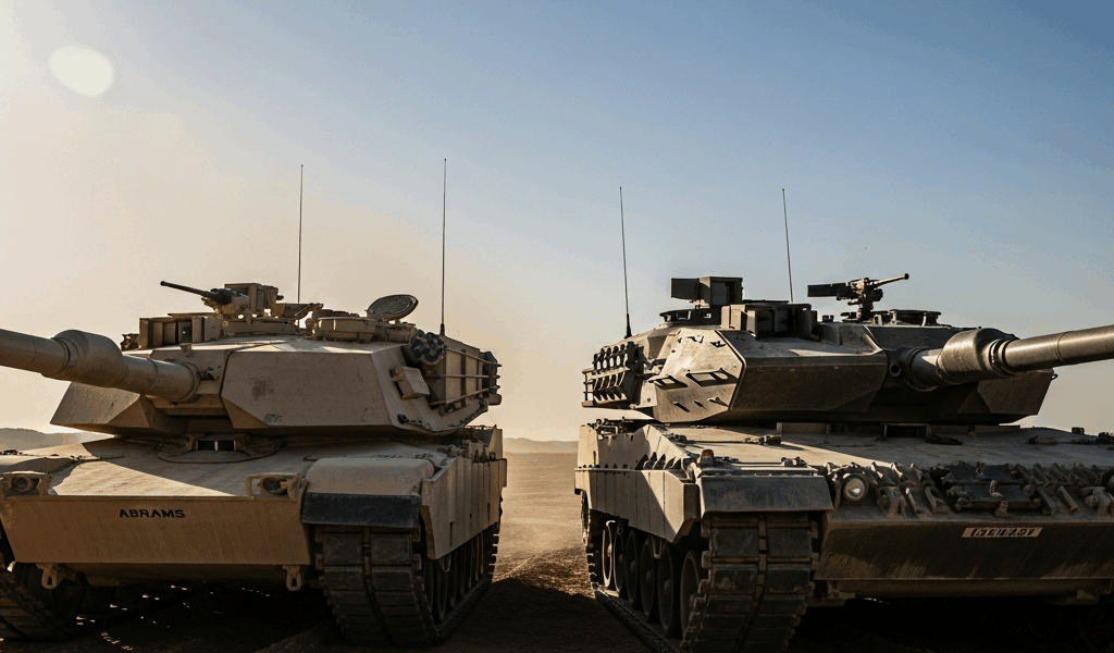 M1 Abrams tank and Leopard 2 tank side by side comparison